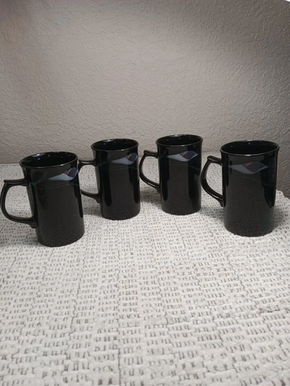 Mikasa Galleria Opus Black FK701 Calla Lily vintage lot set of 4 cappuccino mugs